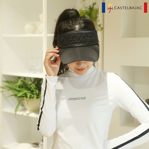 까스텔바작 여성 골프 쉬폰 리본 썬캡 챙넓은 레터링 자수 썬바이저 CW702, CW702 썬캡 블랙