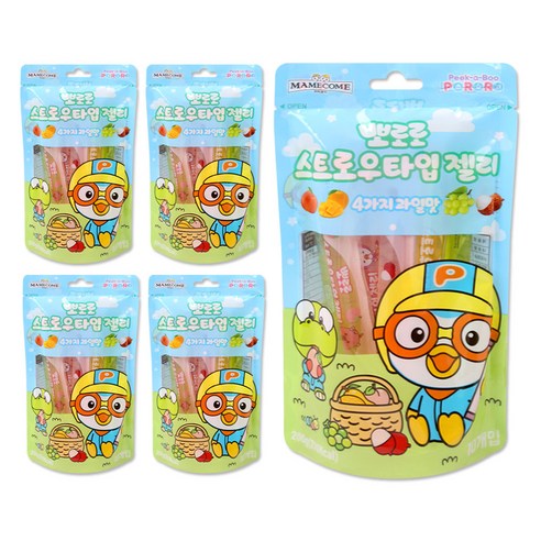 해호 뽀로로 스트로우타입 젤리 200g 10개입 4가지 과일맛, 5개
