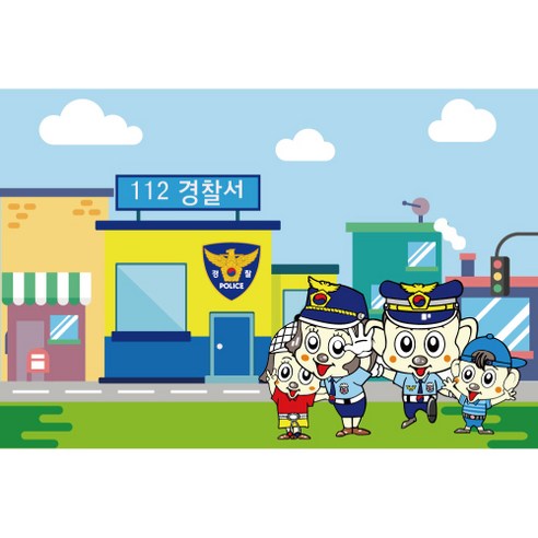 직업 역할 놀이 포토 배경 현수막, 009 경찰놀이 504