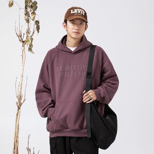 유루 남녀공용 레터링 빈티지 후드 맨투맨 / K3799