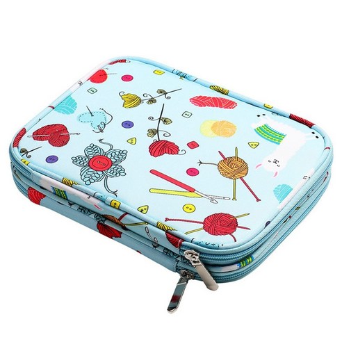 Deoxygene 빈 뜨개질 바늘 케이스 여행용 보관 주최자 원형 및 액세서리 키트 가방 용, 푸른