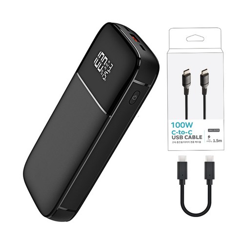 100W 초고속 보조배터리 휴대폰 노트북 휴대용 고속 충전기 PD PPS QC 대용량 20000mah 썬더볼트3 케이블 T60 T120, PPS 초고속 충전2.0 보조배터리T60