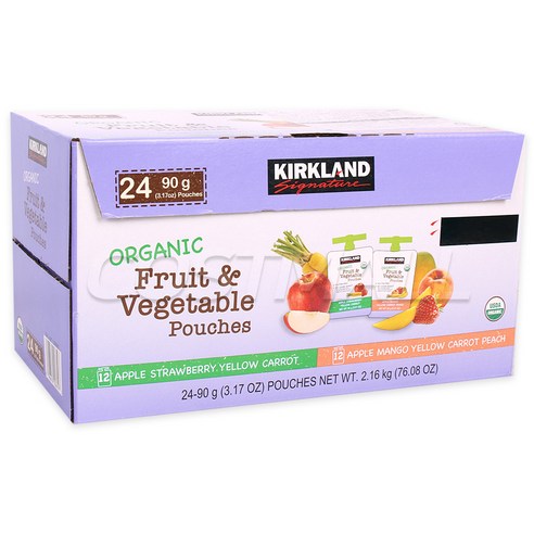 코스트코 커클랜드 시그니춰 유기농 후룻&베지 파우치 2.16KG (90G X 24봉) 과.채주스, 2개, 90g