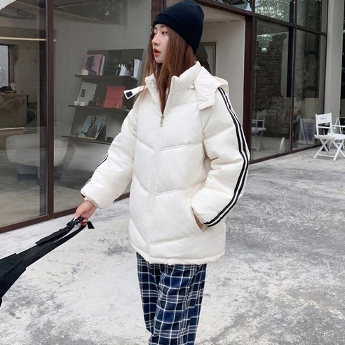 한국 자켓 여성용 새로운 특대 두 바 후드 느슨한 겨울 코트