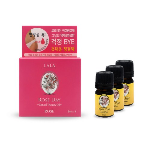 라라 로즈데이 시즌1 이너퍼퓸 일랑일랑향 5ml 10ml 여성청결제 아로마테라피 속옷 한방울, 3개