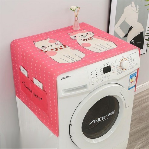 [록신]직물 방수 및 기름 방지 세탁기 커버 천 먼지 커버, 고양이 두 마리