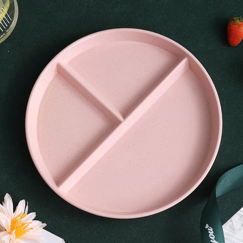 [XIG]3 음식 격자 무늬 디너 플레이트 세트 야외 피크닉 디바이더 디너 플레이트 샐러드 주방 친환경, 1pc, Pink