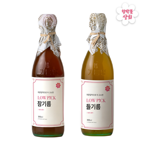 [로우픽] 깊은 풍미 고소한 저온 압착 참기름 350ml + 들기름 350ml, 참기름+들기름