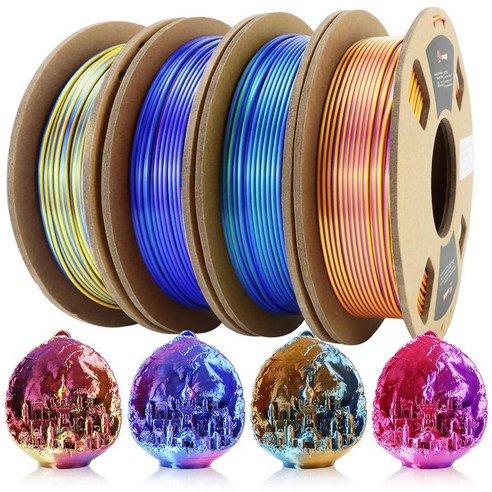 Lovoon 3D 프린터 필라멘트 PLA 필라멘트 1.75mm 3D 프린팅 필라멘트 블랙 PLA 치수 정확도 +/- 0.02mm 1kg(2.2파운드)/스풀, 3색 실크 같은 번들