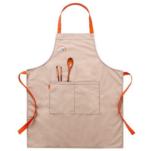주방 앞치마 프린트 카페 남녀 앞치마 허리 성인 작업복, 살구색 무지개, 맞춤형 키즈 길이 57cm