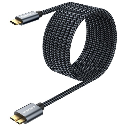 SUNGUY USB C타입 to 마이크로B 외장하드 케이블 10Gbps, 1개, 그레이, 3m