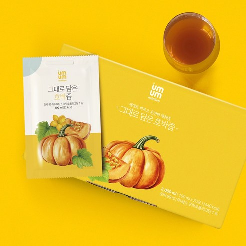 움움 국내산 100% 늙은호박 그대로 담은 호박즙, 60개, 100ml