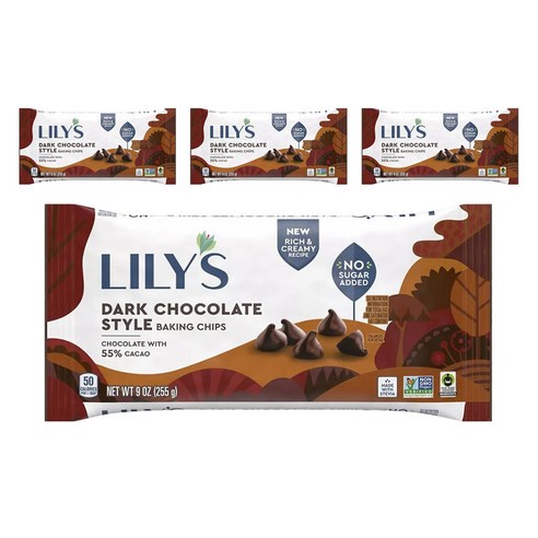 릴리스스위츠 프리미엄 베이킹 칩 다크 초콜릿 비건 글루텐 프리, 255g, 4개