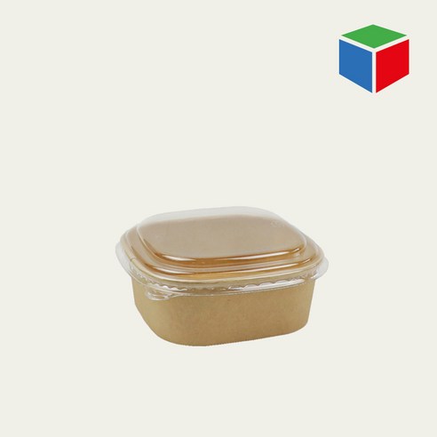 종이용기 KS-1316 (정사각/크라프트/PET뚜껑)-500ml 50개, 1개입