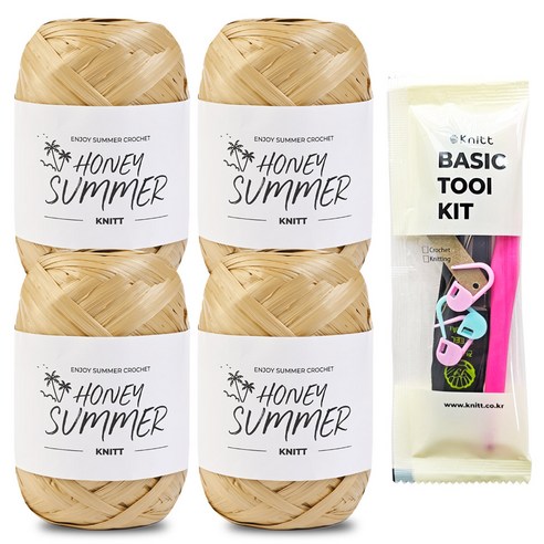 니뜨 허니썸머 뜨개실(50g)x4볼+뜨개기본도구(6/0호), 02_베이지