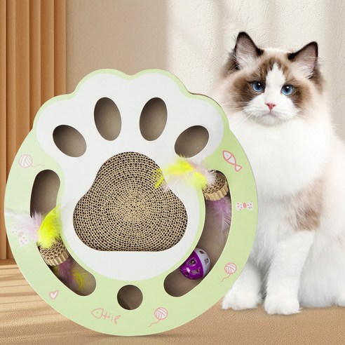 wellstar 고양이 스크래쳐 트랙볼 딸랑이공 공놀이 장난감, green, 1개