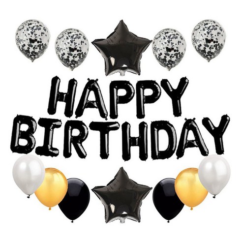 생일풍선 생일파티 풍선세트 글자풍선 HBD, 1세트, 블랙
