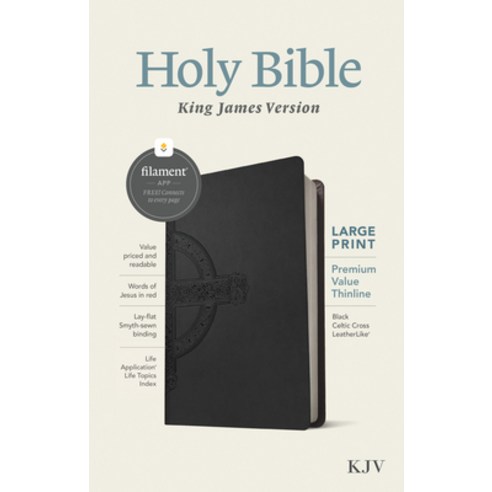 (영문도서) KJV Large Print Premium Value Thinline Bible Filament Enabled Edition (Red Letter Leatherli... Imitation Leather, Tyndale House Publishers, English, 9781496460578
