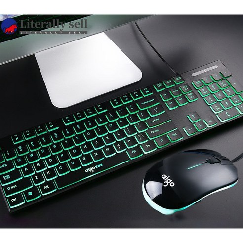 Literally sell 게이밍키보드 무소음키보드 초박형 멋진 백라이트 키보드 및 마우스 세트 사무용 키보드 레트로키보드 무소음마우스, 3색 키보드 및 마우스 세트