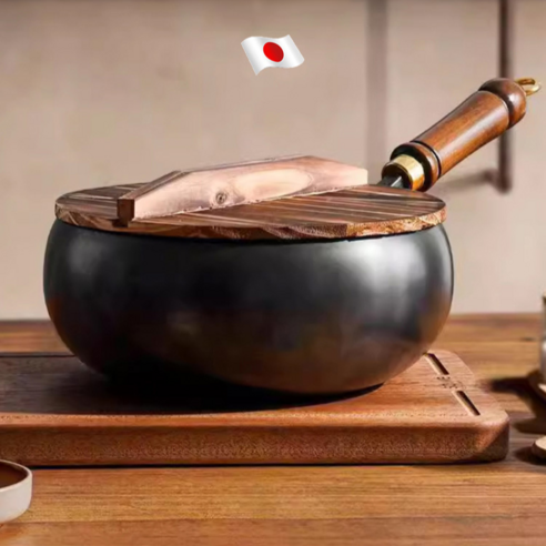 무코팅 건강 냄비 철분 보충 순철 논스틱 팬 비철 살색 후라이팬, 1세트, 냄비&나무 뚜껑