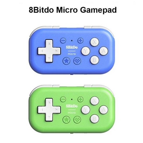 8Bitdo 마이크로 게임패드 블루투스 호환 핸드헬드 콘솔 라즈베리 파이 지지대 키보드 모드 스위치용 포켓 미니 게임패드, 02 Blue