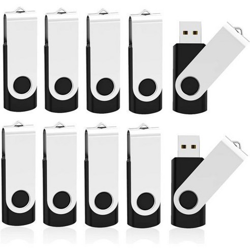 쿠션 10팩 4GB 플래시 드라이브 USB 2.0 점프 벌크 썸 스위블 메모리 스틱 블랙, 4GB_10pack-Black