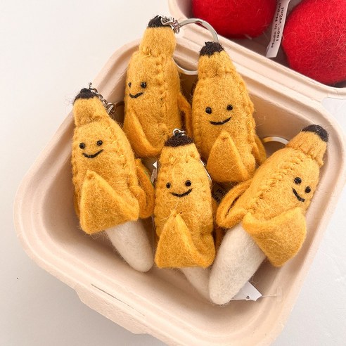 야채과일키링 양모펠트 열쇠고리 가방꾸미기템 가성비선물템 백참 키홀더, 바나나, 1개