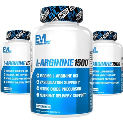 EVLUTIONNUTRITION L-아르기닌 1500mg 캡슐, 100정, 3개