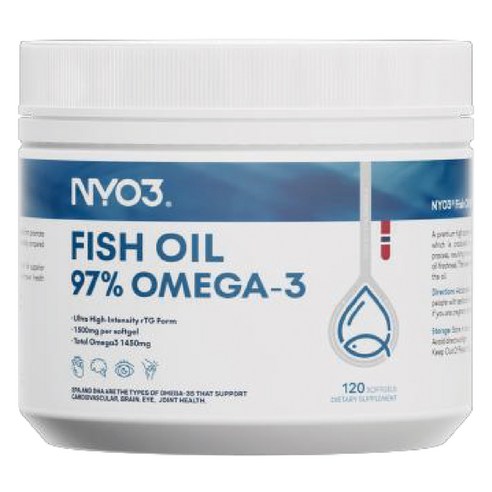 NYO3 피쉬 오일 97% 오메가 -3 소프트 젤, 1개, 120정