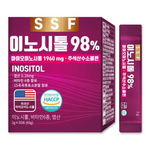 순수식품 독일산 이노시톨98% 2g 60개입 비타민6종 엽산 미오이노시톨 마이오이노시톨, 60개