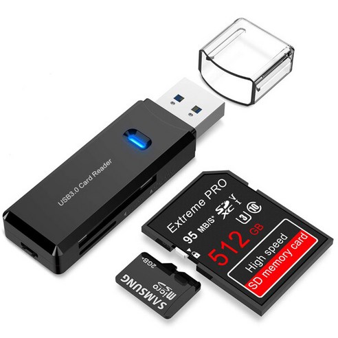 라온 CR-200A USB3.0 SD카드 마이크로SD 카드리더기 블랙, 단일속성 블랙박스핸드폰으로보기