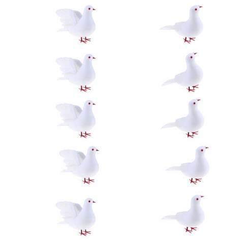 10Pcs 장식 비둘기 인공 거품 백색 결혼식 비둘기 현실적, 화이트, 설명, 설명