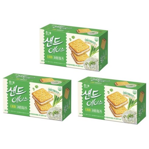 해태 샌드에이스 대파크림치즈 (사탕증정), 3개, 204mg