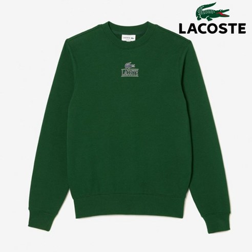 라코스테 LACOSTE 공용 뉴로고 포인트 맨투맨 SH1156 132 그린 긴팔티 스웨트셔츠