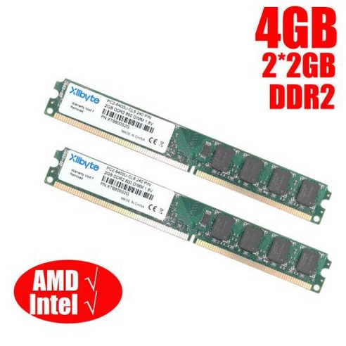 컴퓨터PC DIMM DDR2 800Mhz 4GB2GB x 2Pieces PC2-6400U 메모리 데스크탑 RAM 좋은 품질과 호환, 800mhz 4GB 2pcsX2GB