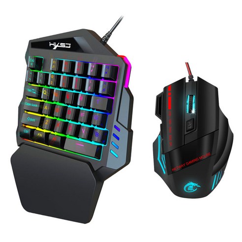 한 손으로 게임 키보드 마우스 콤보 USB 유선 rgb 기계식 단일 왼손 키패드 손목 받침대 pc 컴퓨터 전화 led, 127x70x40mm, 플라스틱, V100 A907