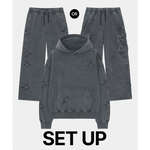 메종미네드 [SET-UP] PINCH WASHED HOODIE CHARCOAL