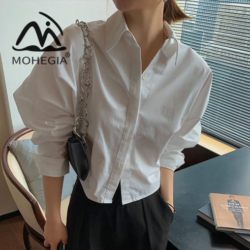 MOHEGIA 패션 봄 셔츠 여성의 느슨한 긴 소매 셔츠