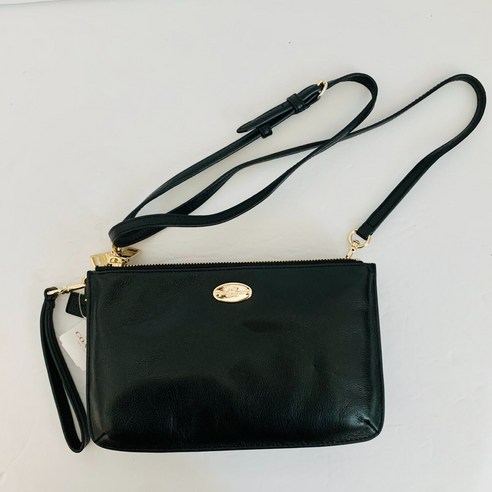 코치 COACH LYLA 더블 거싯 크로스바디 페블 가죽 블랙 F53157 여성 미니