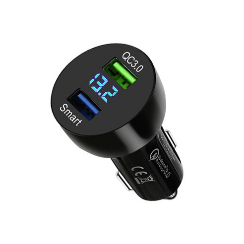 QC3.0 자동차 충전기 듀얼 usb 자동차 전화 충전기, D 새로운 디지털 디스플레이 QC3.0 3.1A