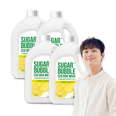 [이찬원세제] 슈가버블 주방세제 친환경 레몬크러쉬 (+리필 300mL 추가증정), 4개, 2.5L