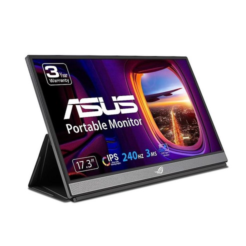 ASUS 로그 스트릭스 FHD 휴대용 게이밍 모니터 17.3인치, Asus 17 IPS 240Hz w Smart Cov, 휴대용 모니터를 위한 인체 공학적 스탠드