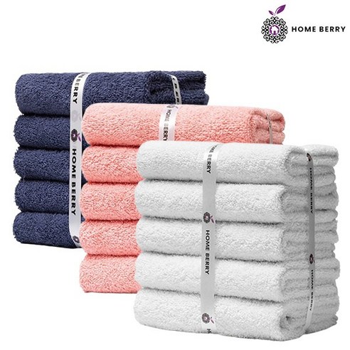 홈베리 100%코튼타월 180g(80*40)cm 40수 코마사, 15개, 5Pink+5Grey+5Navy Blue