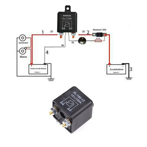 락모터스 릴레이 100A 120A 12V 대용량 파워릴레이 보조배터리 방전방지 콤프레셔, 12V대용량릴레이(120A), 1개 12v500a릴레이