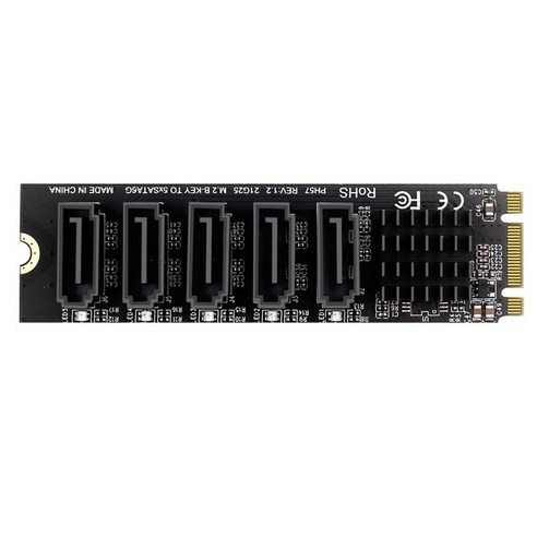 M.2 SATA 3 5 포트 확장 카드 6Gbps 확장 카드 JMB585 칩셋 지원 SSD 및 HDD, 보여진 바와 같이, 하나