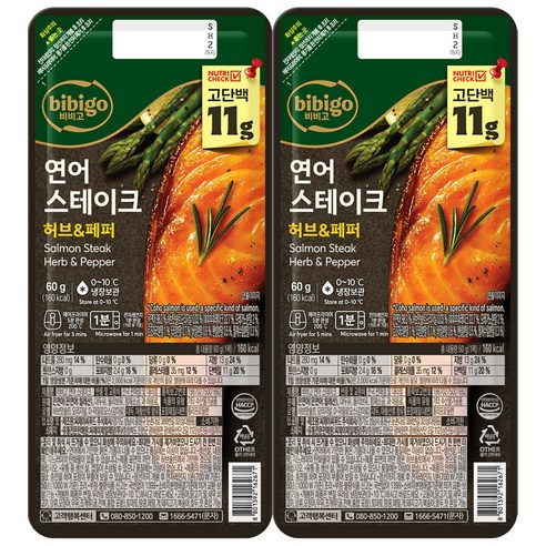 CJ 비비고 연어 스테이크, 60g, 2개