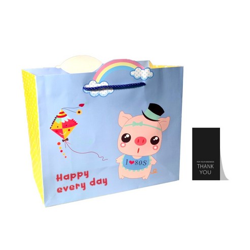 27리빙 선물 쇼핑백 10p+감사 스티커 10p, 09 동물친구들 아기돼지, 대