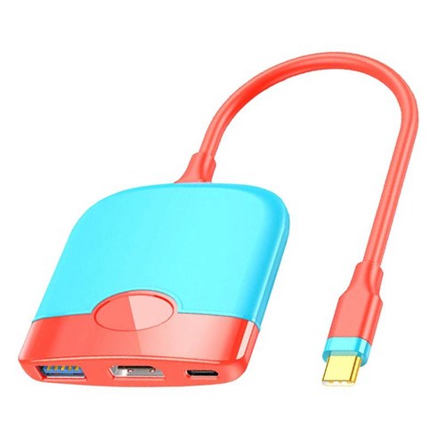 USB 3.0 유형 C-HDMI 어댑터 변환기 허브 어댑터 3-in-1 플러그 앤 플레이 충전 HDTV 휴대용 스위치 액세서리 노트북, 빨간색, 6x6x1.2cm, 플라스틱