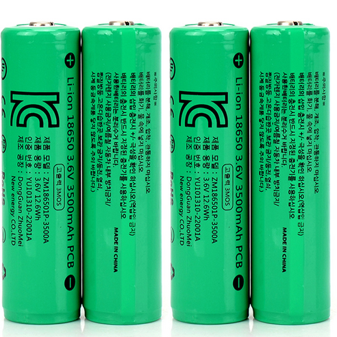 웨버몰 18650 KC인증 보호회로 배터리 1200 2000 2600 3000 3350 3500, 3500mah, 볼록단자, 4개입