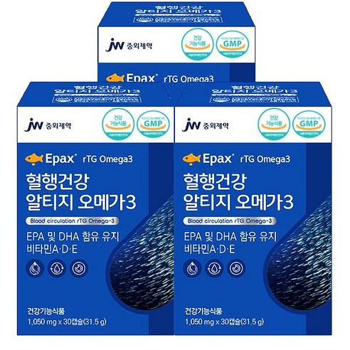 JW중외제약 혈행건강 rTG알티지 오메가3, 1050mg, 3개, 30정